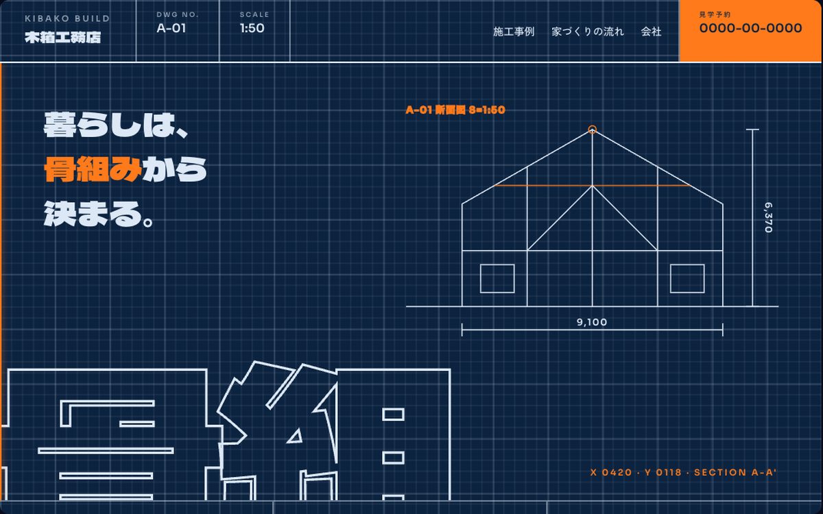 木箱工務店のトップ画面